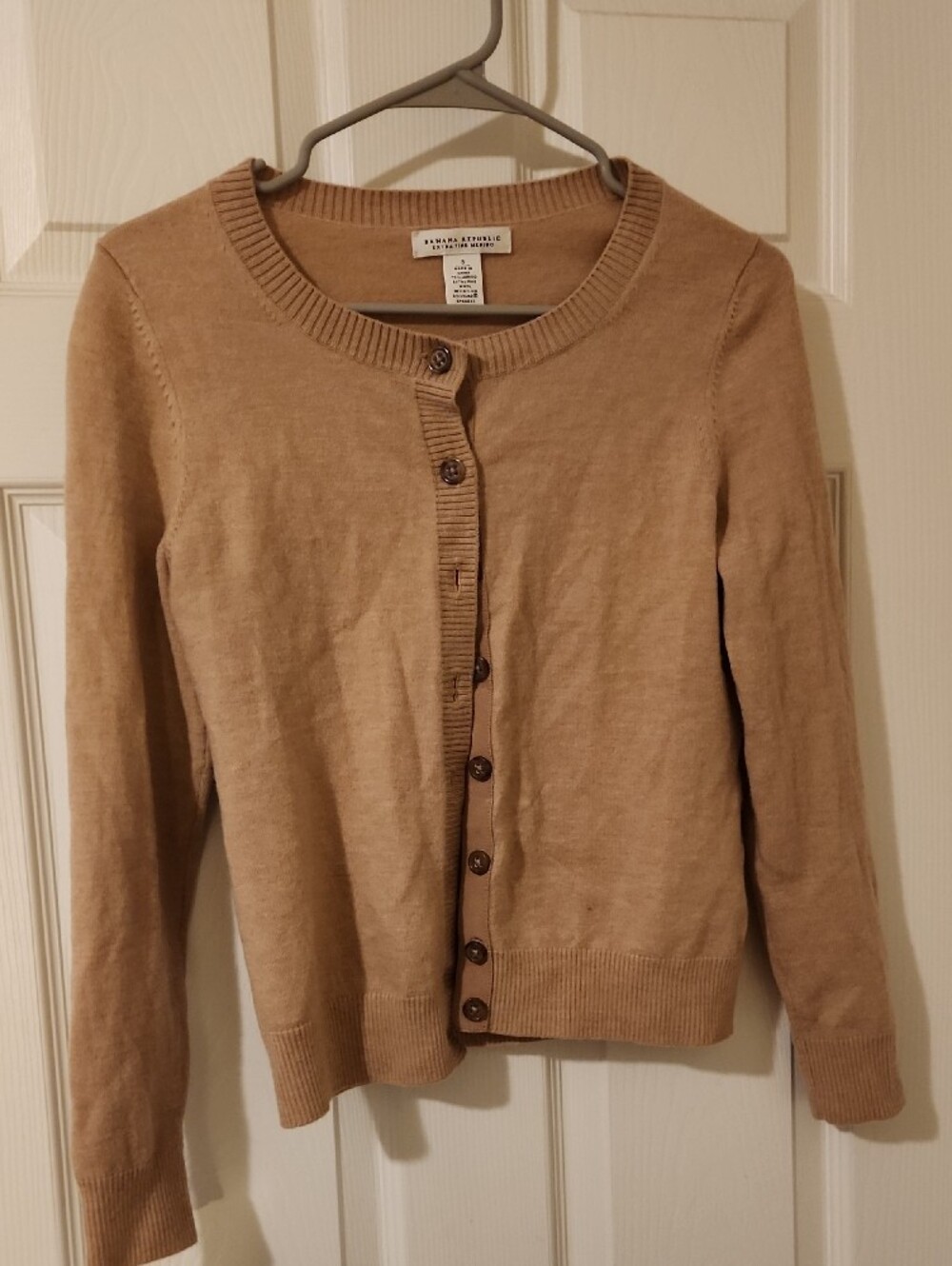 Banana Republic Extra Fine Merino Cardigan  Sweater - Camel Tan Sz S